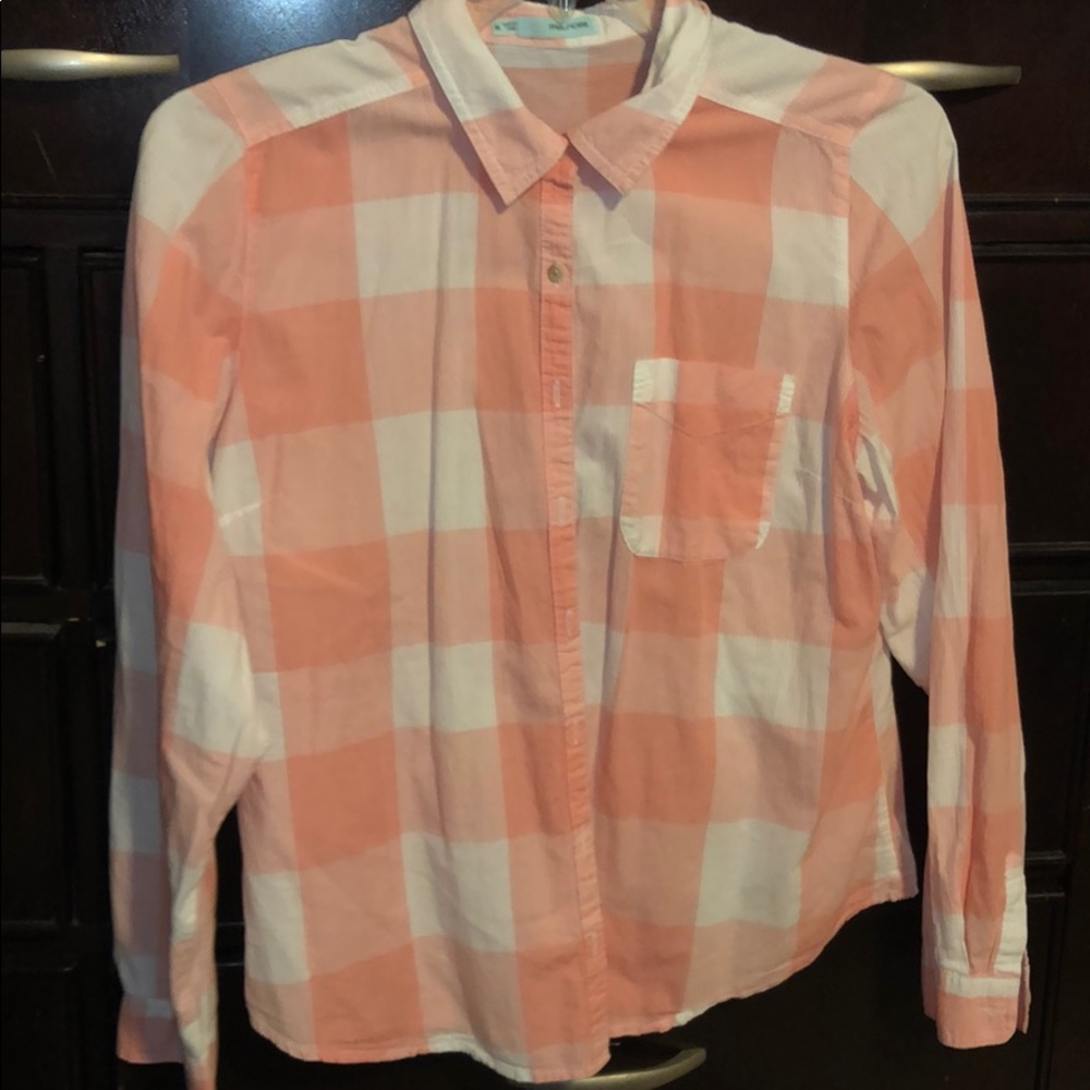 Soft orange light weight button down shirt